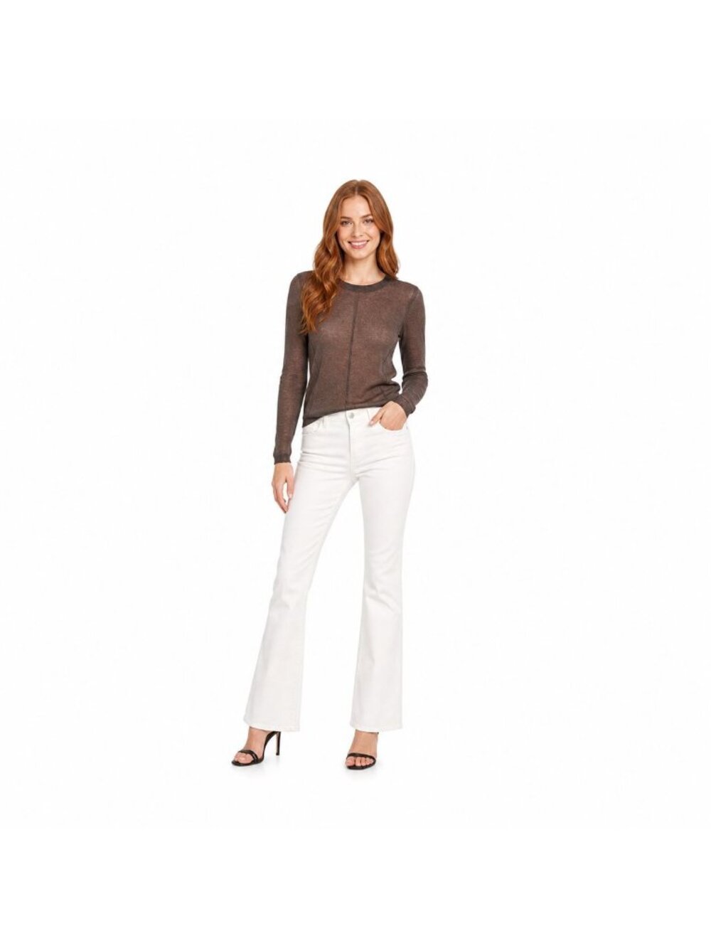 2/$30 ZARA Brown Lightweight Knit Sweater | Fitted Long Sleeve Top | Italian Mad